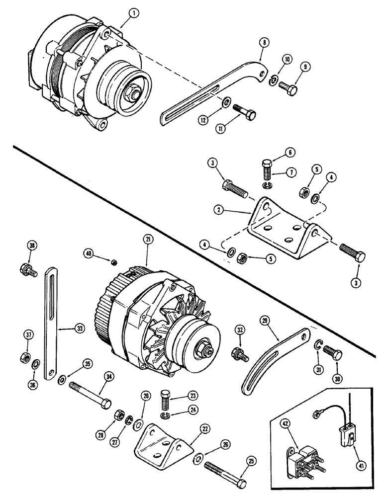 Схема запчастей Case IH 2470 - (102) - PRESTOLITE ALTERNATOR MOUNTING, PRIOR TO P.I.N. 8825001 (04) - ELECTRICAL SYSTEMS