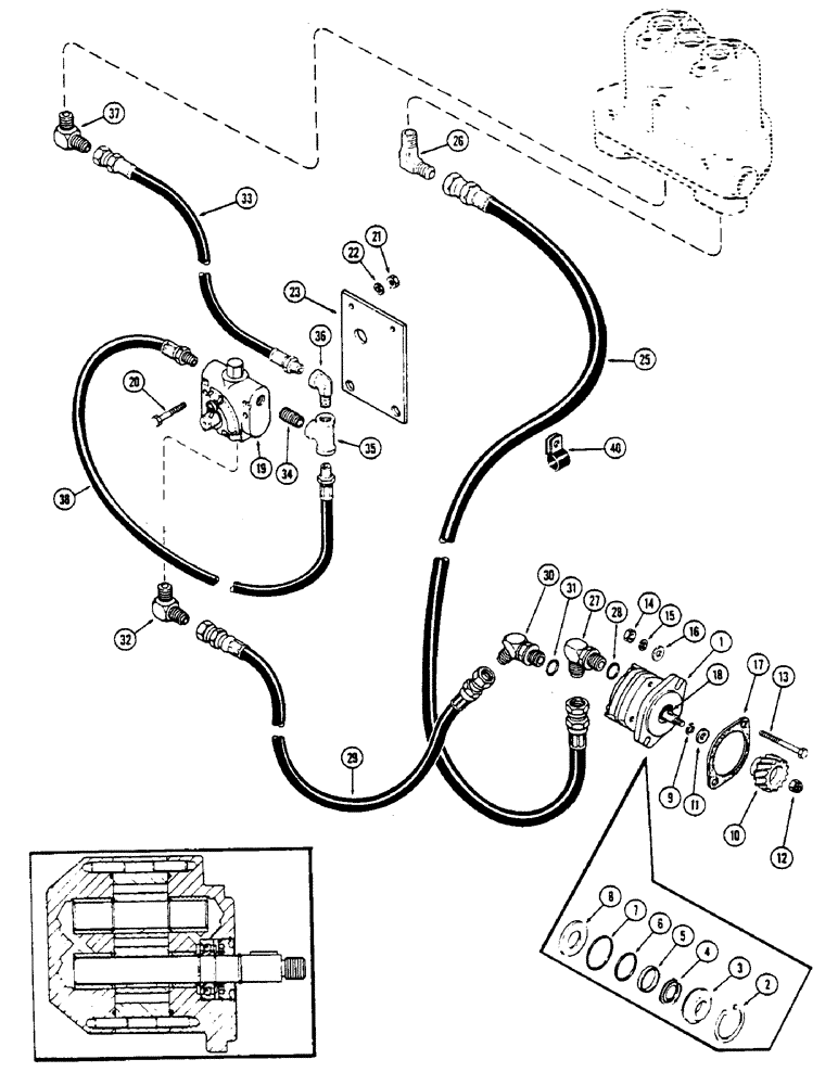 Схема запчастей Case IH 2670 - (312) - AUXILIARY HYDRAULIC PUMP AND VALVE, USED BEFORE TRANSMISSION SERIAL NUMBER 10025257 (08) - HYDRAULICS