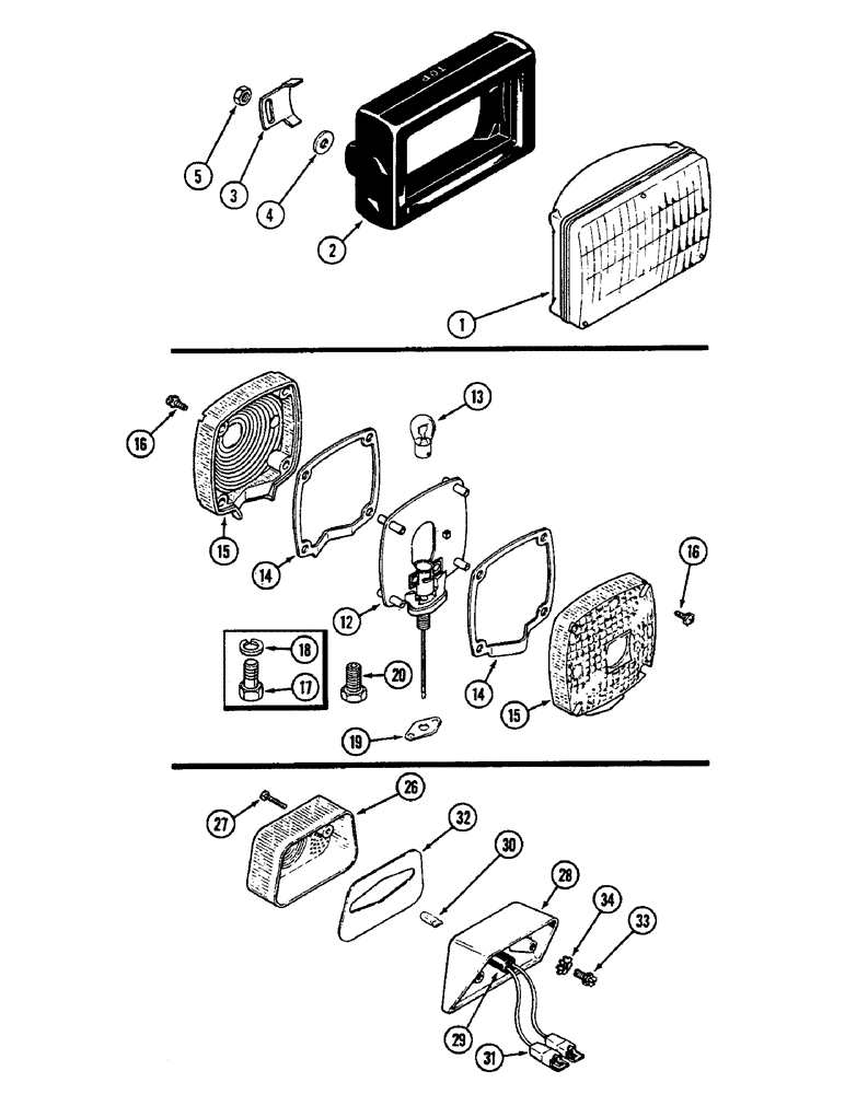 Схема запчастей Case IH 2290 - (4-166) - HEAD LIGHTS (04) - ELECTRICAL SYSTEMS