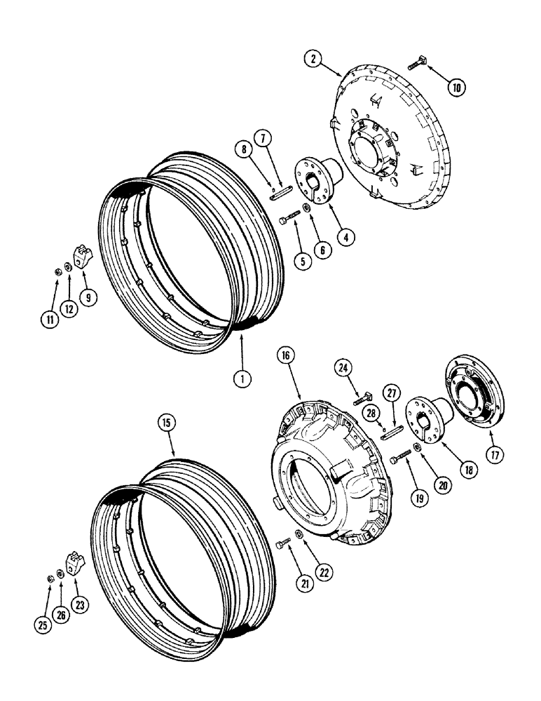 Схема запчастей Case IH 2394 - (6-074) - REAR WHEELS, 38 INCH RIMS (06) - POWER TRAIN