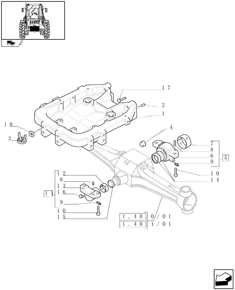 Схема запчастей Case IH FARMALL 60 - (1.21.1/02[01A]) - 4WD SUPPORT - D6372 (VAR.335324-336324-743907-335325-743559-336325-335540-743908-743552) (03) - TRANSMISSION