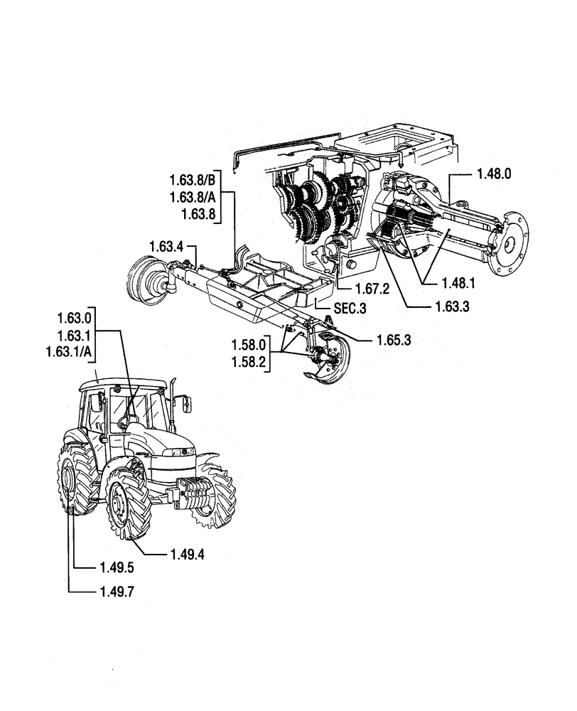 Схема запчастей Case IH JX55 - (1.47.7 SEC. 05) - REAR AXLE (05) - REAR AXLE