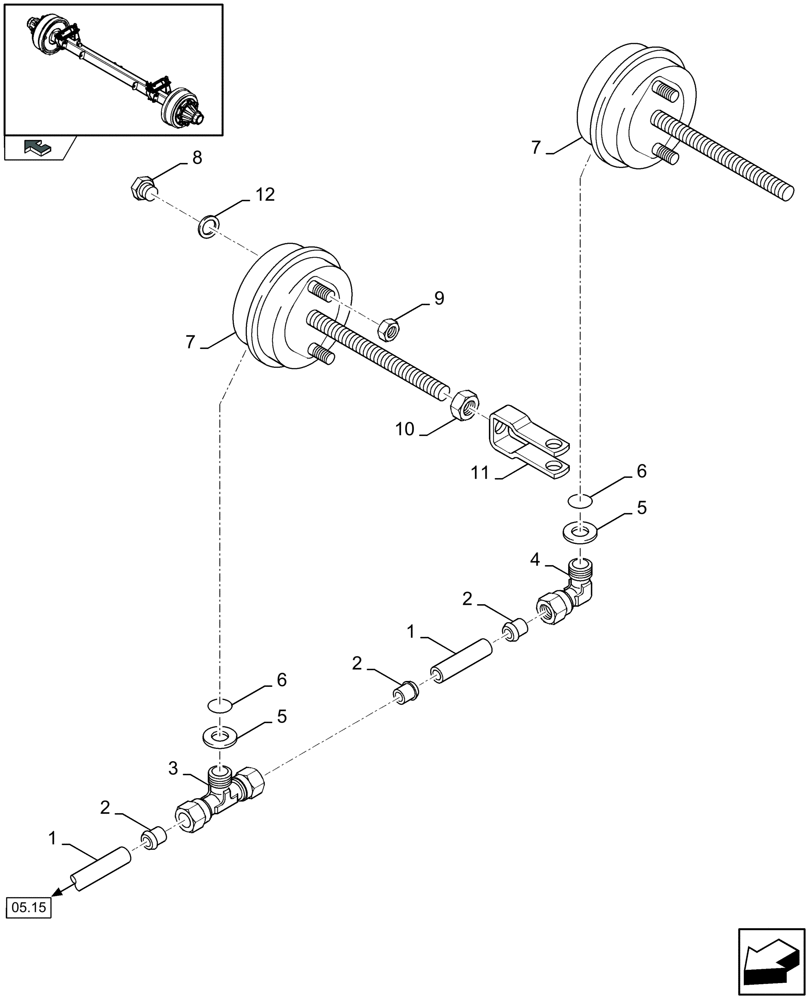 Схема запчастей Case IH LBX432S - (05.17[01]) - PNEUMATIC BRAKES, SINGLE AXLE (05) - AXLE