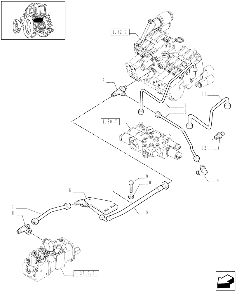 Схема запчастей Case IH PUMA 180 - (1.82.1[03]) - LIFTER, LINES (07) - HYDRAULIC SYSTEM