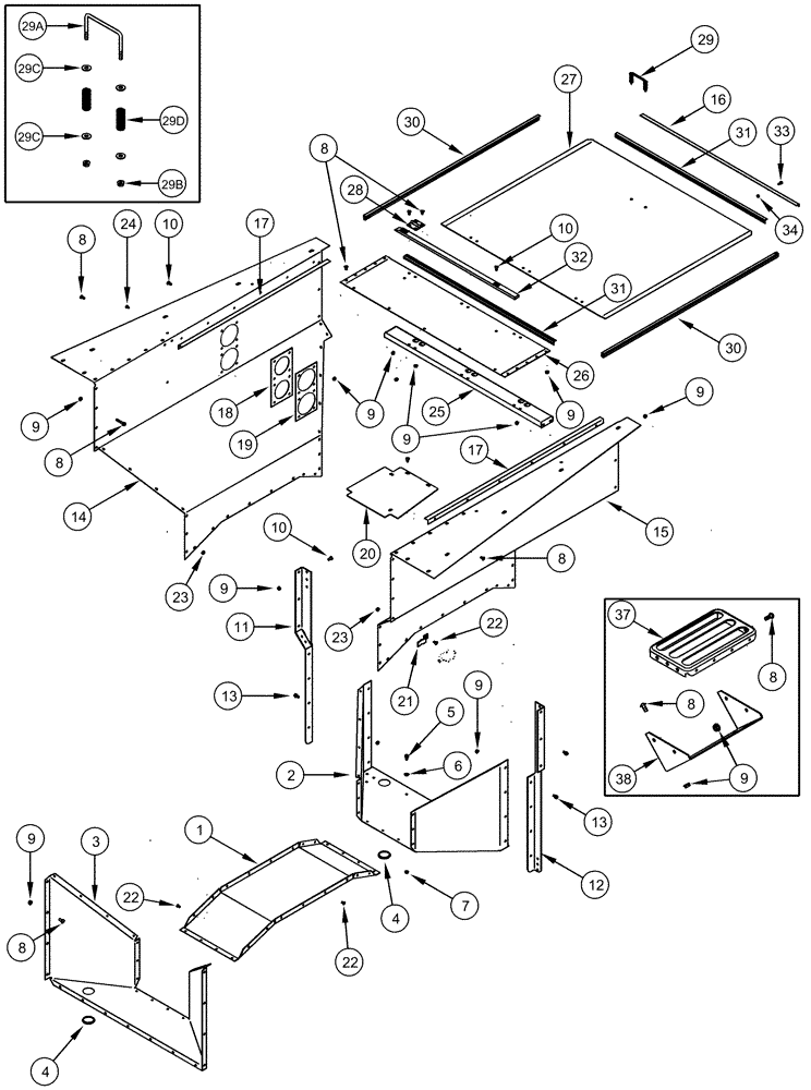 Схема запчастей Case IH CPX620 - (09C-29) - AIR TUNNEL (15) - HANDLING SYSTEM