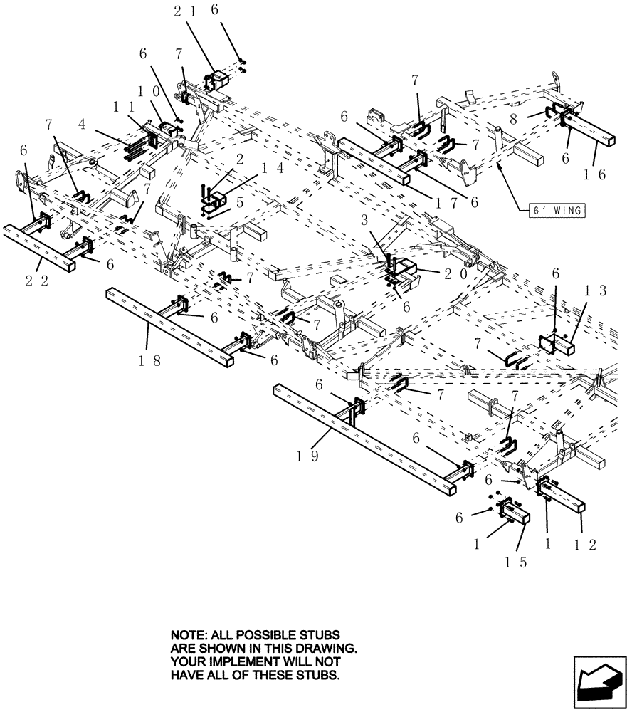 Схема запчастей Case IH 600 - (39.100.16) - STUBS FOR CULTIVATOR (39) - FRAMES AND BALLASTING