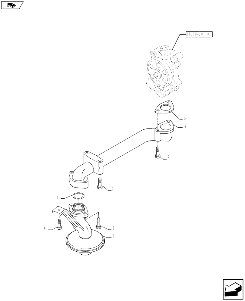 Схема запчастей Case IH F3AFE613A A003 - (10.304.05) - OIL PUMP PIPING (500387388) (10) - ENGINE