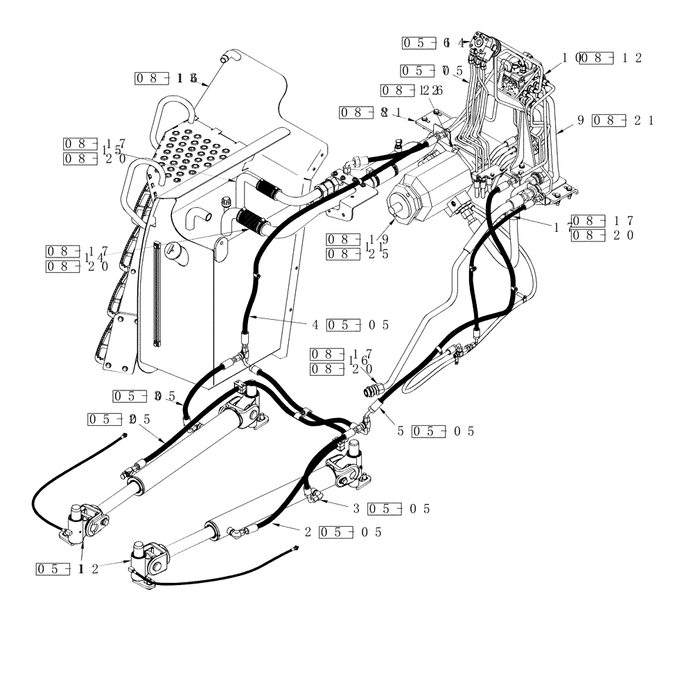 Схема запчастей Case IH STEIGER 335 - (01A-04) - HYDRAULICS - STEERING CIRCUIRTY, WITHOUT ACCUSTEER (00) - PICTORIAL INDEX