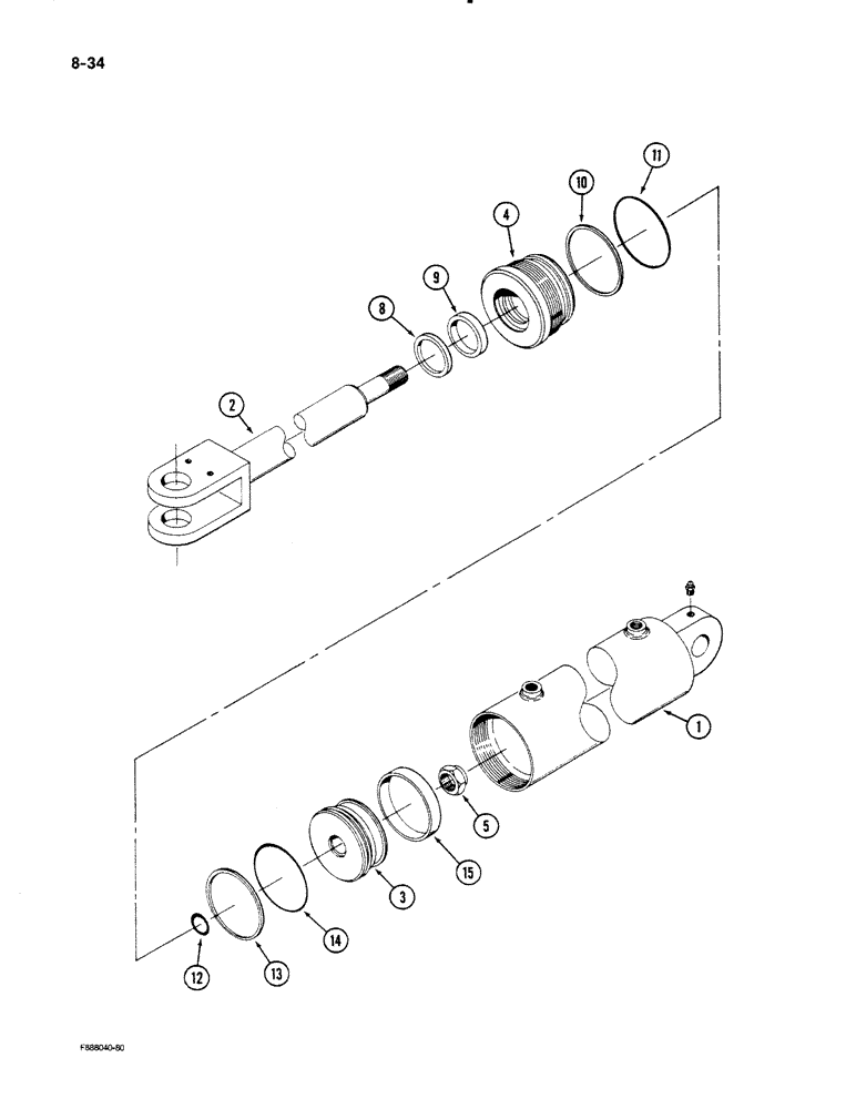 Схема запчастей Case IH STEIGER - (8-34) - HITCH CYLINDER ASSEMBLY (08) - HYDRAULICS