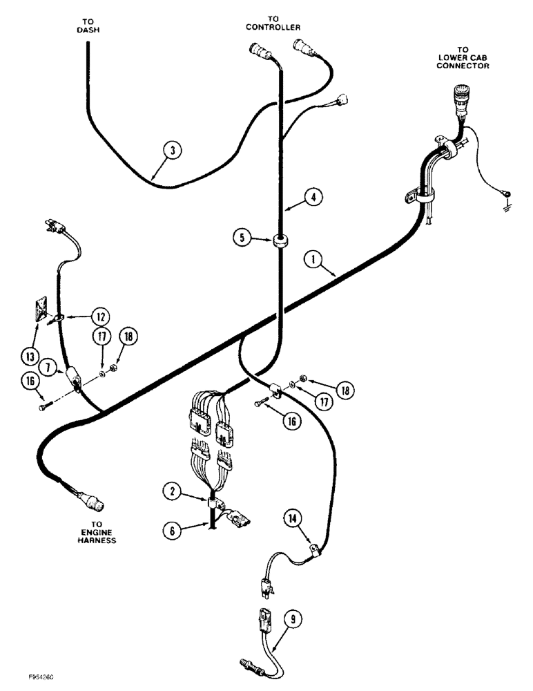 Схема запчастей Case IH 9390 - (4-20) - TRANSMISSION HARNESS, POWER SHIFT TRANSMISSION (04) - ELECTRICAL SYSTEMS