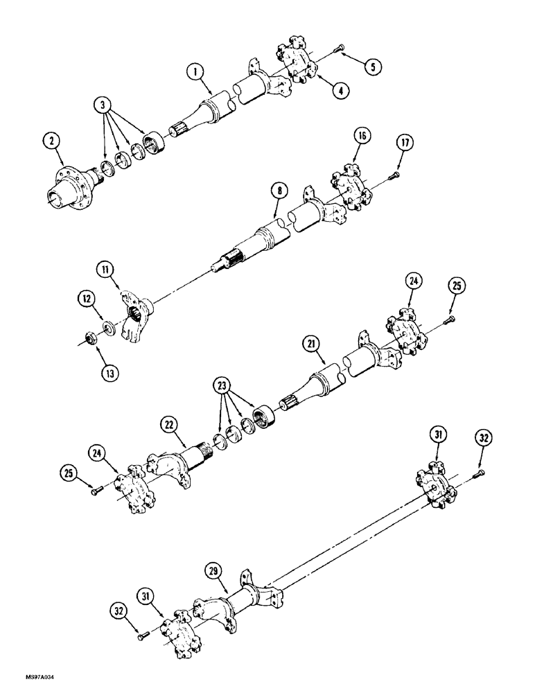 Схема запчастей Case IH 9370 QUADTRAC - (6-046) - DRIVE SHAFT ASSEMBLIES (06) - POWER TRAIN