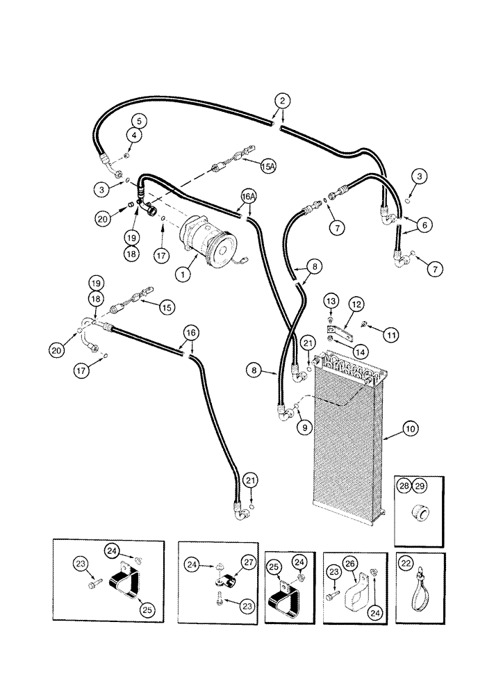 Схема запчастей Case IH 2344 - (09G-24) - HEATER - AIR CONDITIONING - COMPRESSOR TO CONDENSER AND CAB/CHASSIS CONNECTIONS (10) - CAB & AIR CONDITIONING