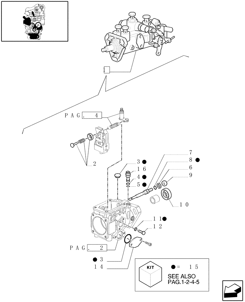 Схема запчастей Case IH JX85 - (0.14.0/01D[03]) - INJECTION PUMP, SPINDLE & VALVE (01) - ENGINE