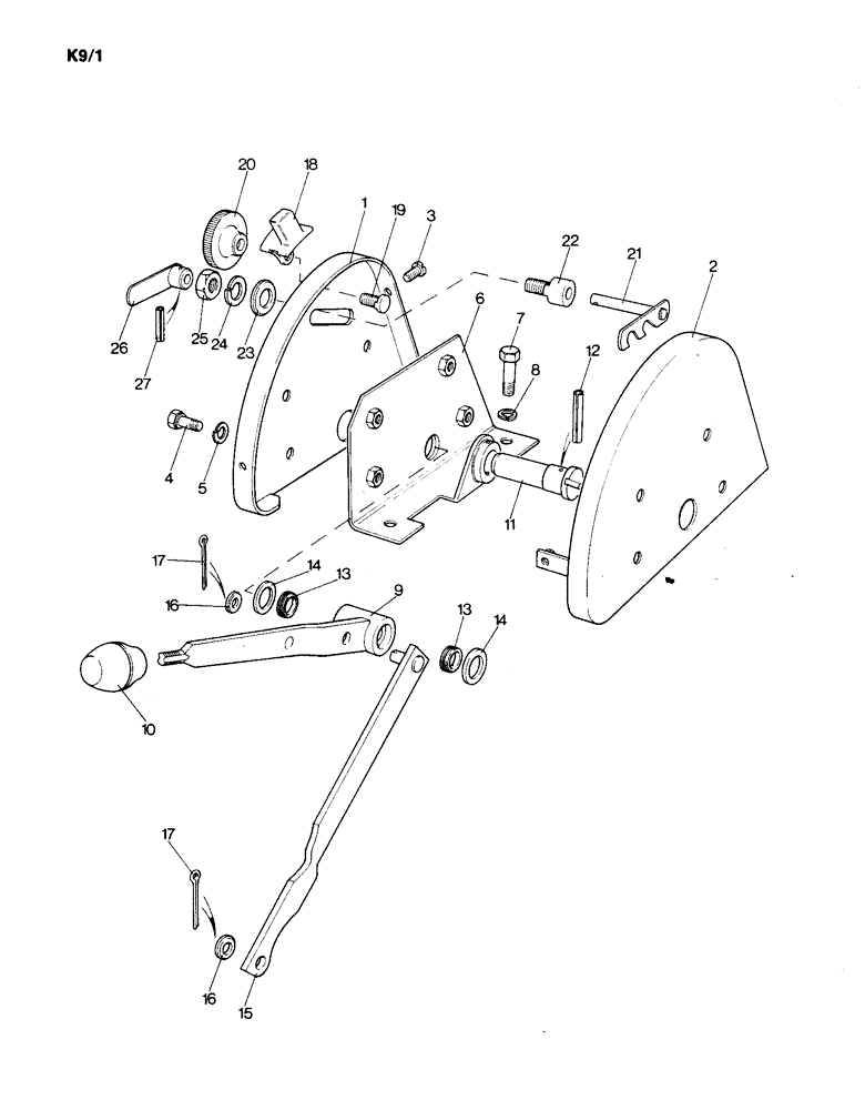 Схема запчастей Case IH 1190 - (K-09) - CONTROL LEVER AND QUADRANT (07) - HYDRAULICS