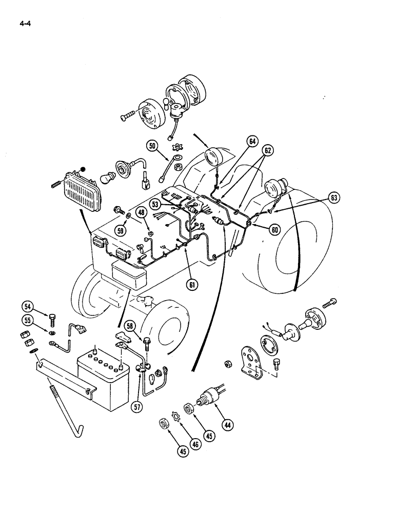 Схема запчастей Case IH 245 - (4-04) - WIRING HARNESS AND BATTERY (04) - ELECTRICAL SYSTEMS