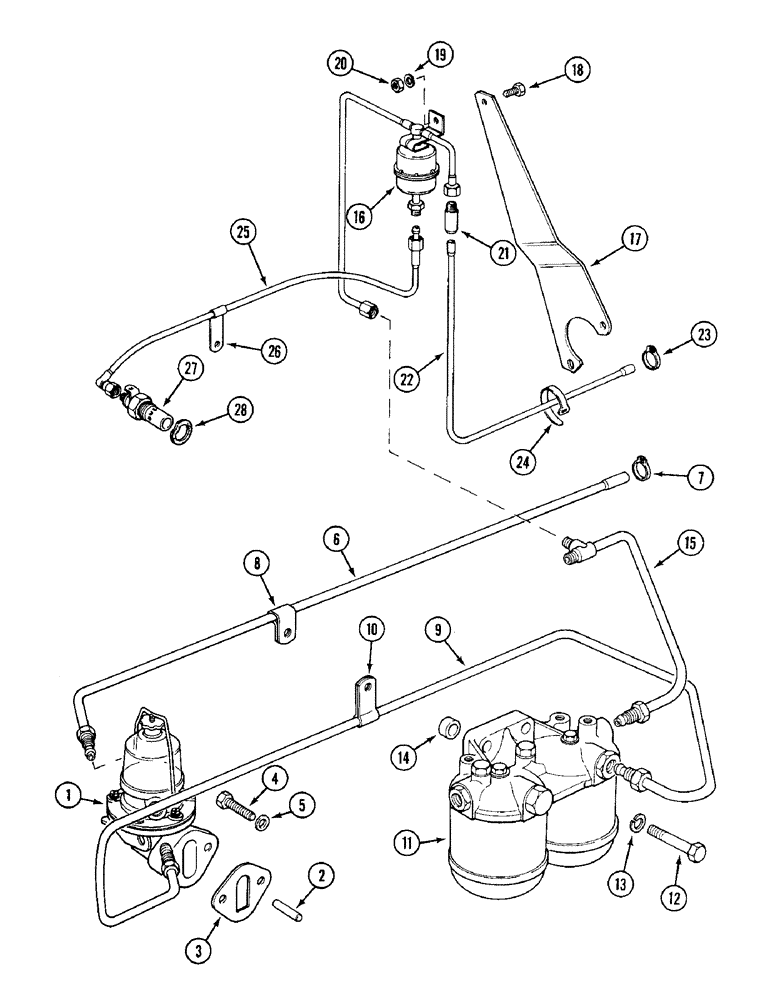 Схема запчастей Case IH 1394 - (3-30) - FUEL FEED PUMP, FILTERS AND TUBES (03) - FUEL SYSTEM