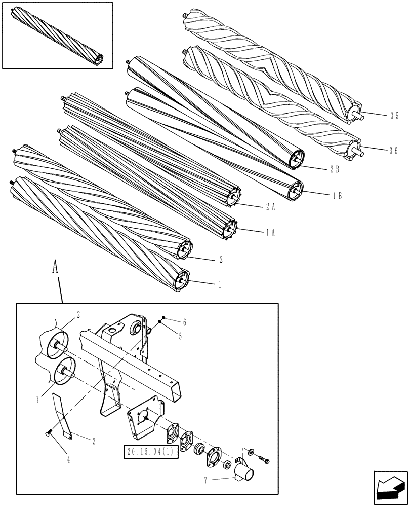 Схема запчастей Case IH HDX162 - (20.15.05[01]) - CONDITIONER ROLLS (58) - ATTACHMENTS/HEADERS