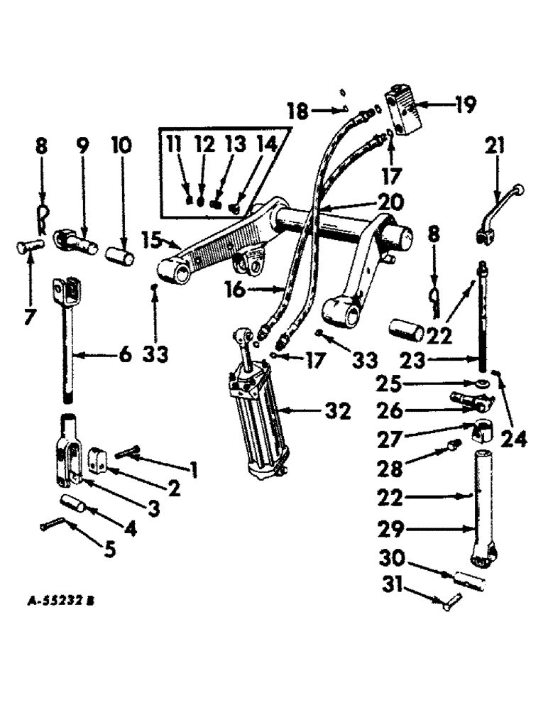 Схема запчастей Case IH 660 - (253) - DRAWBARS AND HITCHES, ROCKSHAFT, LIFT & LEVELING LINK, HYDRAULIC CYLINDER & CONNECTIONS Drawbar & Hitches