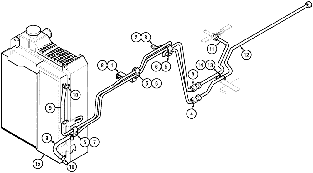 Схема запчастей Case IH MX90C - (08-03) - OIL COOLER AND PIPES, JJE1052387- (08) - HYDRAULICS