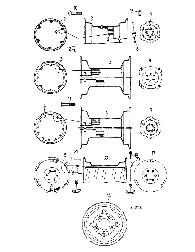 Схема запчастей Case IH 433 - (15-02) - FRONT AND REAR WHEELS Wheels & Traction