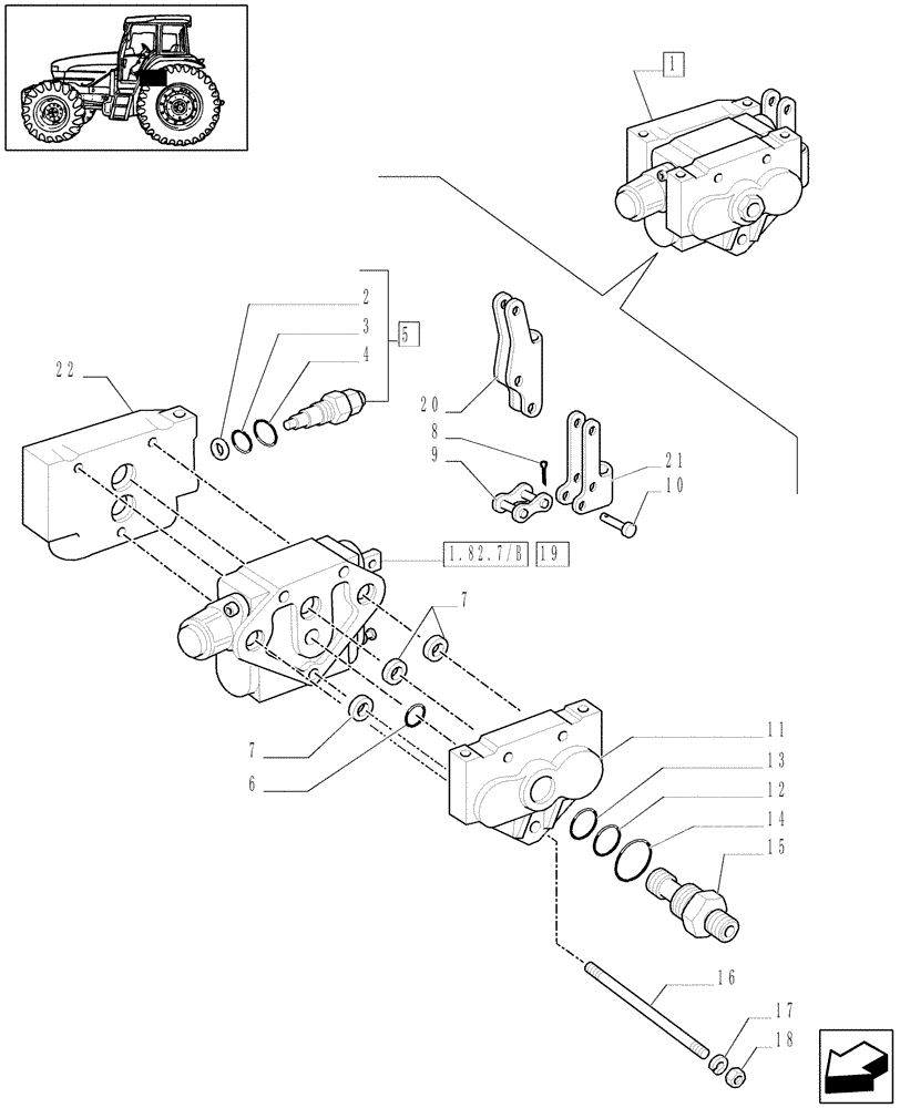 Схема запчастей Case IH JX1070U - (1.82.7[07]) - DOUBLE EFFECT DISTRIBUTOR - CONTROL VALVES & GASKETS - D5631 (07) - HYDRAULIC SYSTEM