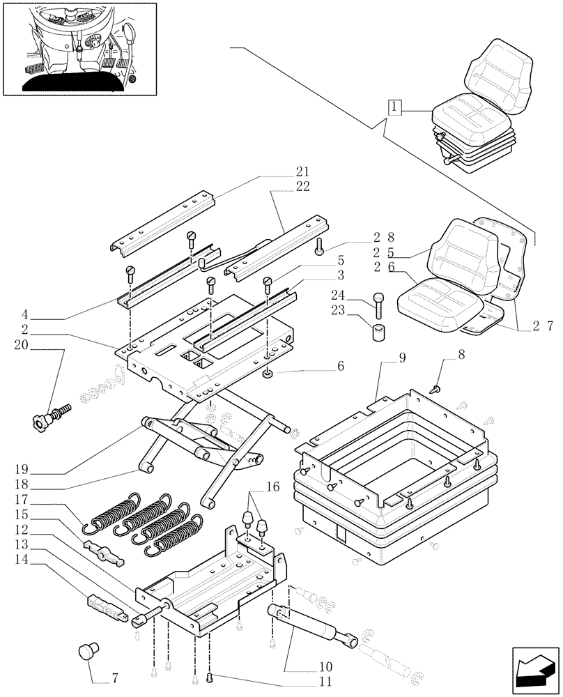 Схема запчастей Case IH JX1060C - (1.92.85/02A) - (VAR.962-963) "MT" SEAT WITH SWITCH - BREAKDOWN - W/CAB - C5644 (10) - OPERATORS PLATFORM/CAB