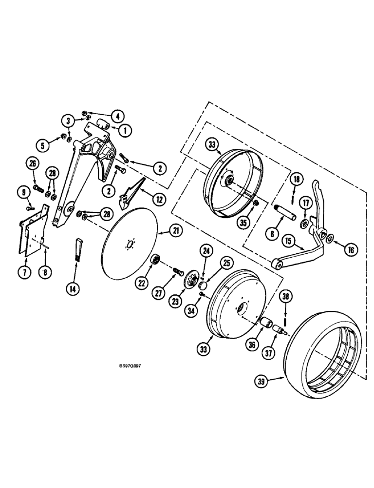 Схема запчастей Case IH 900 - (9-178) - DISC OPENER AND GAUGE WHEEL, STEEL, CYCLO AIR AND PLATE PLANTERS (09) - CHASSIS/ATTACHMENTS