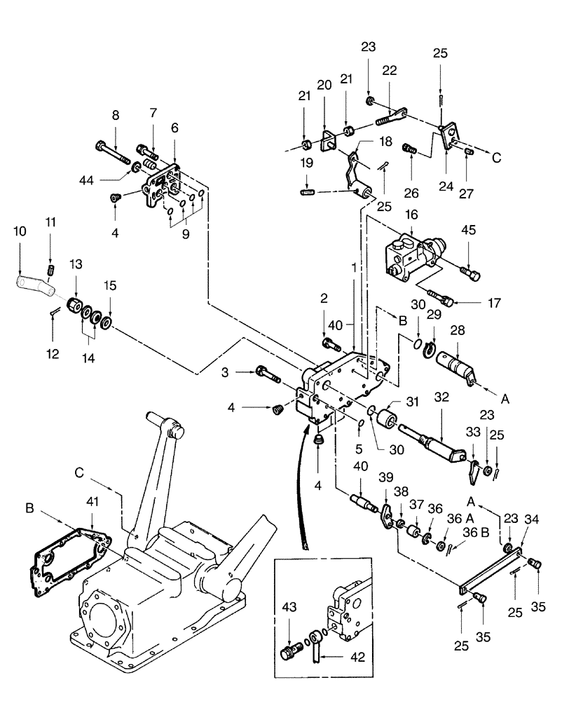 Схема запчастей Case IH DX25 - (05D01) - CONTROL VALVE, QUADRANT & LINKAGE L/DRAFT CONTROL (07) - HYDRAULIC SYSTEMS