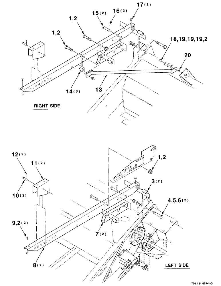 Схема запчастей Case IH 8240 - (2-16) - REEL ARM ASSEMBLY, LEFT AND RIGHT (58) - ATTACHMENTS/HEADERS