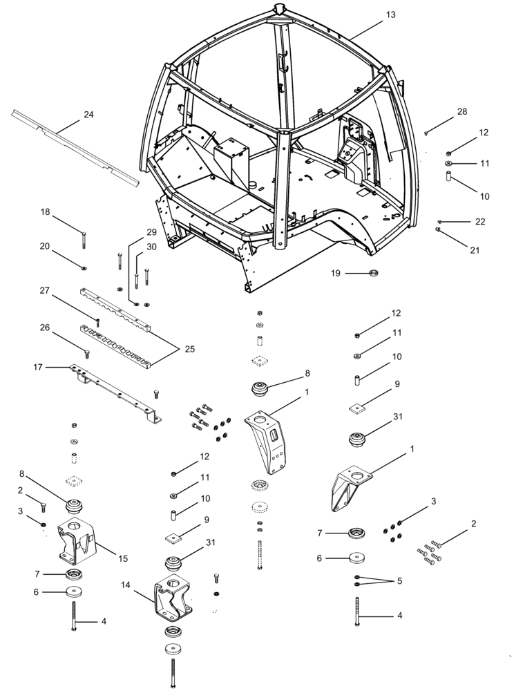 Схема запчастей Case IH MX275 - (09-12) - CAB - MOUNTING AND FRAME (09) - CHASSIS/ATTACHMENTS