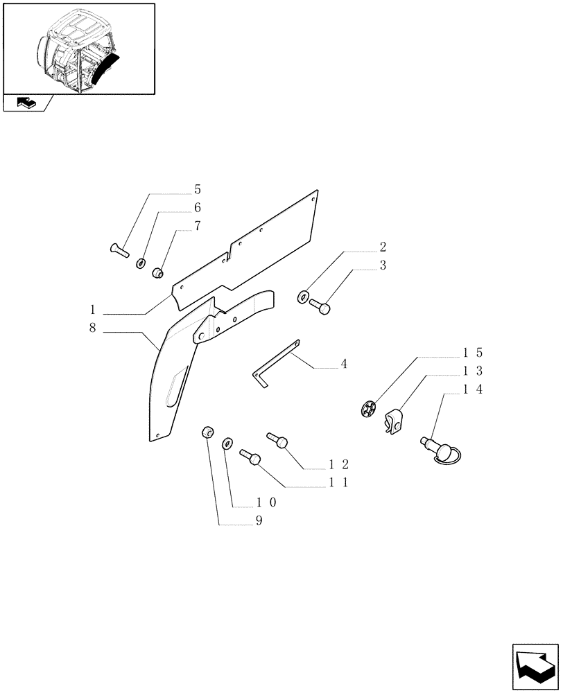 Схема запчастей Case IH MAXXUM 110 - (1.92.5/03[02]) - WIDE REAR FENDERS WITH EXTENSIONS - SUPPORTS (VAR.330519-331519) (10) - OPERATORS PLATFORM/CAB