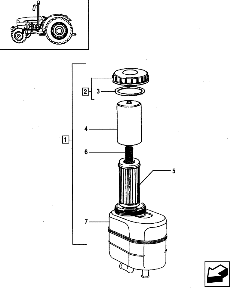 Схема запчастей Case IH JX95 - (1.63.8/ A) - POWER STEERING - TANK, FILTER AND CARTRIDGE (04) - FRONT AXLE & STEERING