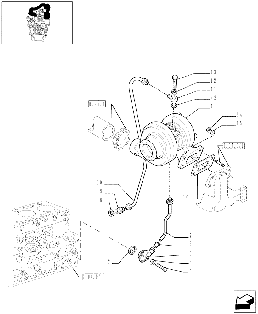 Схема запчастей Case IH JX70 - (0.24.0) - SUPERCHARGING (01) - ENGINE