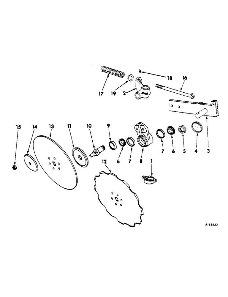 Схема запчастей Case IH 312 - (U-07) - HEAVY-DUTY ROLLING COLTER, CUSHION SPRING TYPE, ONE PER FURROW 