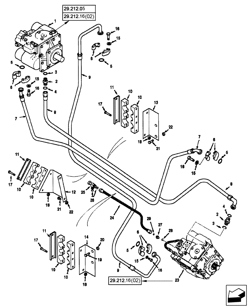 Схема запчастей Case IH 2577 - (29.212.02[01]) - HYDROSTATICS - PUMP AND MOTOR - TWO SPEED MOTOR (29) - HYDROSTATIC DRIVE