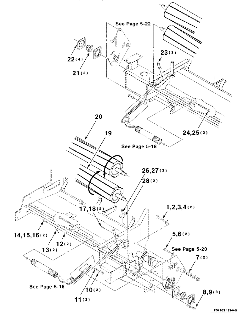 Схема запчастей Case IH 8312 - (5-24) - HAY CONDITIONER, TICOR, ASSEMBLY (58) - ATTACHMENTS/HEADERS