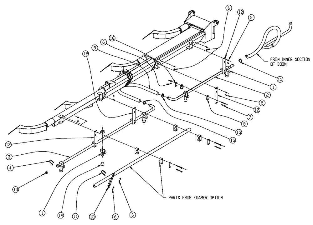 Схема запчастей Case IH 438 - (11-001) - BOOM PLUMBING, 2.5”, RH, OUTER, 60’ Wet Kit