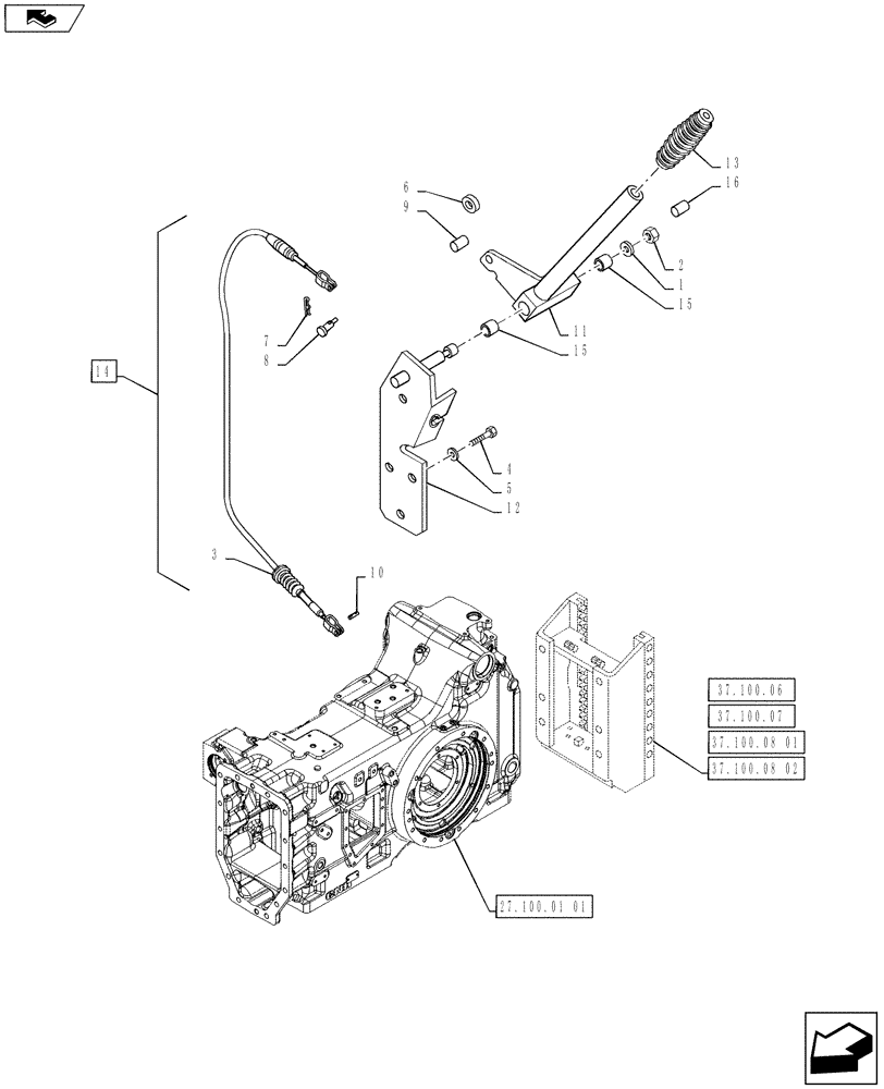 Схема запчастей Case IH PUMA 145 - (37.106.03) - VAR - 743698, 331945 - AUTOMATIC PICK UP HITCH WITH HYDR. PUSH BACK, WITH SWINGING DRAWBAR - CONTROL LEVER (37) - HITCHES, DRAWBARS & IMPLEMENT COUPLINGS