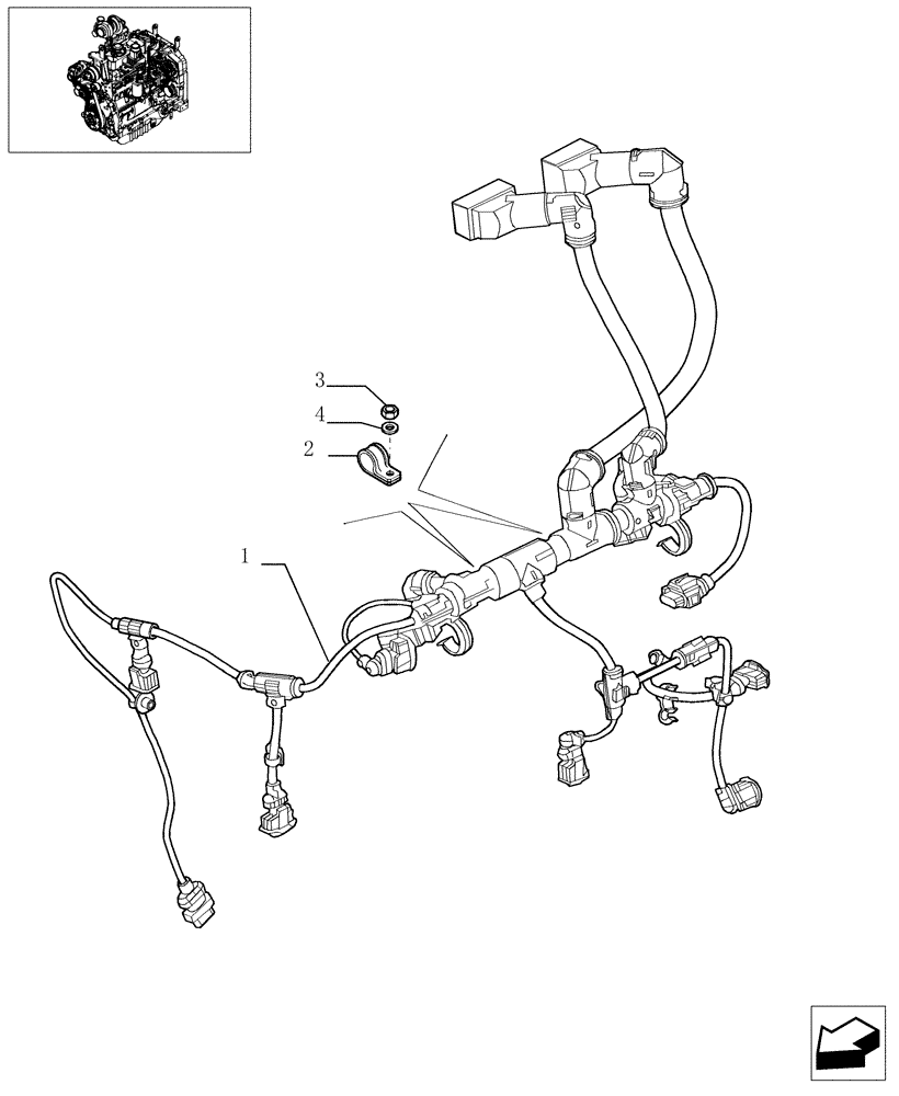 Схема запчастей Case IH MXU110 - (0.42.0) - CONNECTIONS CABLE FOR ENGINE INJECTION (01) - ENGINE