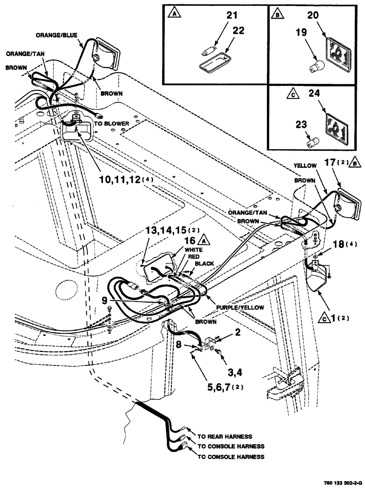 Схема запчастей Case IH 8870 - (04-24) - LIGHT ASSEMBLY - REAR (55) - ELECTRICAL SYSTEMS