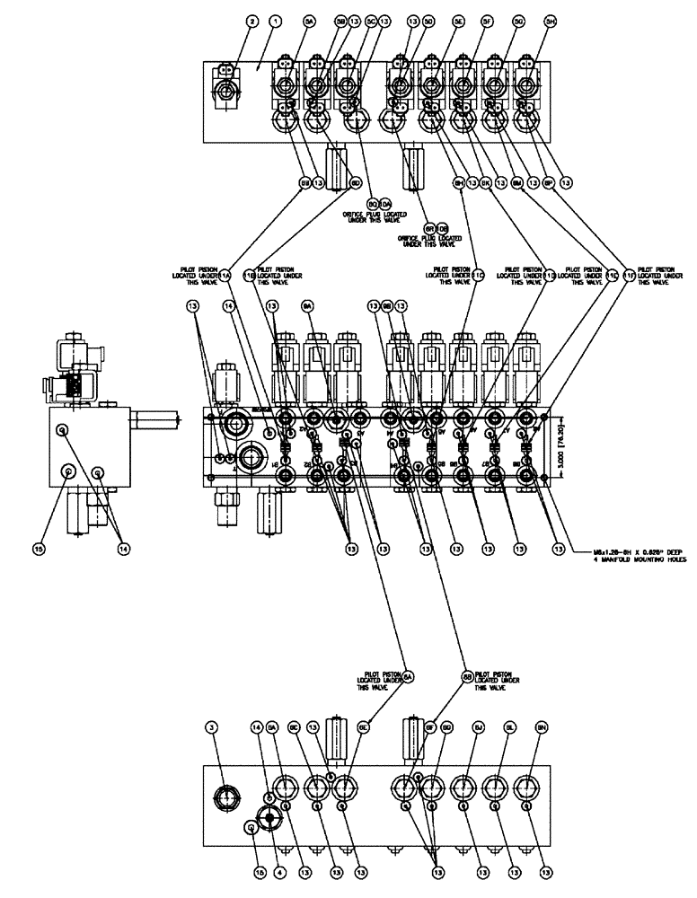 Схема запчастей Case IH FLX810 - (07-014[02]) - VALVE BLOCK, 8 BANK, W/AUGER Hydraulic Components