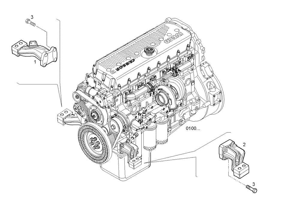 Схема запчастей Case IH F3AE0684N E907 - (0443.005) - FRONT ENGINE MOUNTING 