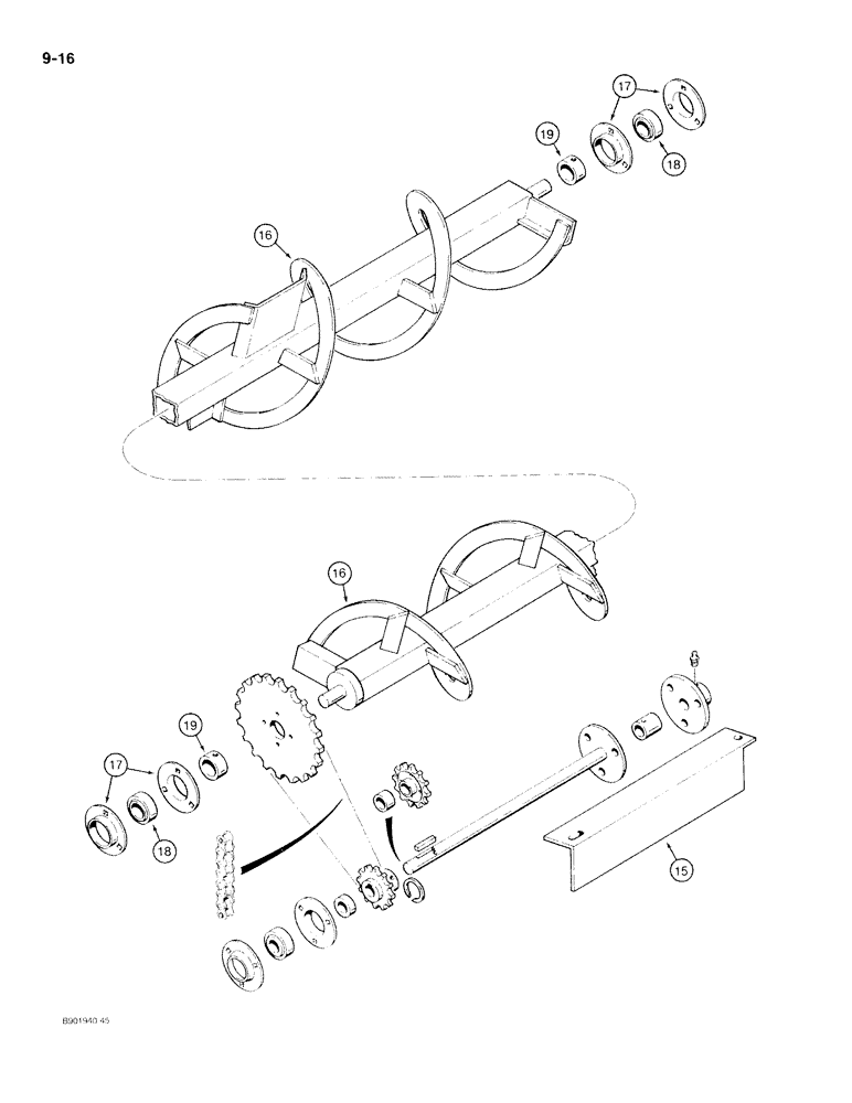 Схема запчастей Case IH 80 - (9-16) - LOWER AUGER AND DRIVE (09) - CHASSIS