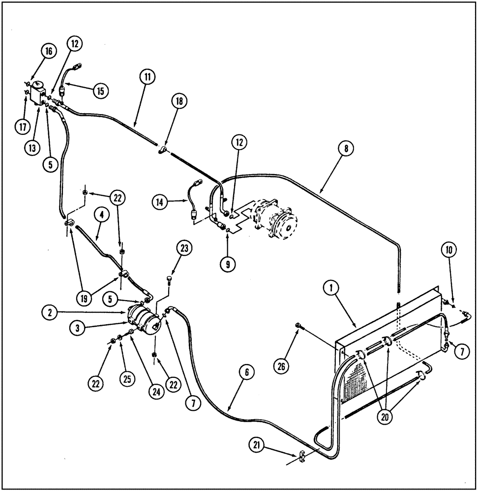 Схема запчастей Case IH 9260 - (9-111A) - AIR CONDITIONING LINES, CONDENSER & RECEIVER-DRIER, 9250 & 9260 TRACTOR, P.I.N. JEE0031850 AND AFTER (09) - CHASSIS/ATTACHMENTS