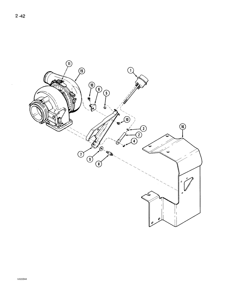 Схема запчастей Case IH 7150 - (2-042) - WASTEGATE ACTUATOR, 6TA-830 ENGINE (02) - ENGINE