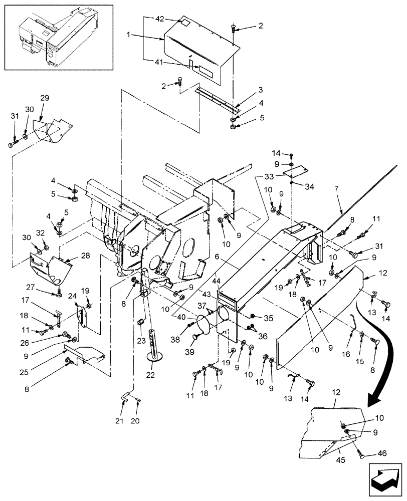 Схема запчастей Case IH RDX181 - (20.08.02[01]) - SHIELDING, REAR, BPIN Y7B667799 (08) - SHEET METAL