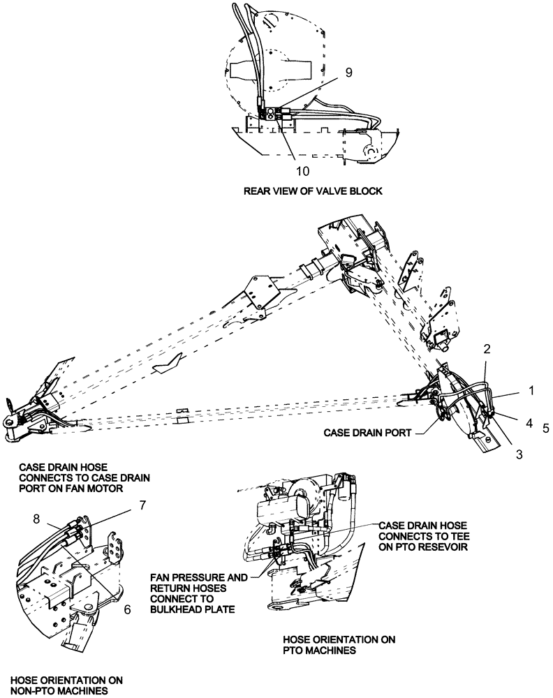 Схема запчастей Case IH 1250 - (35.138.06) - HYDRAULICS - VALVE AND VACUUM FAN HOSE - 16 ROW, NON-AFS (35) - HYDRAULIC SYSTEMS