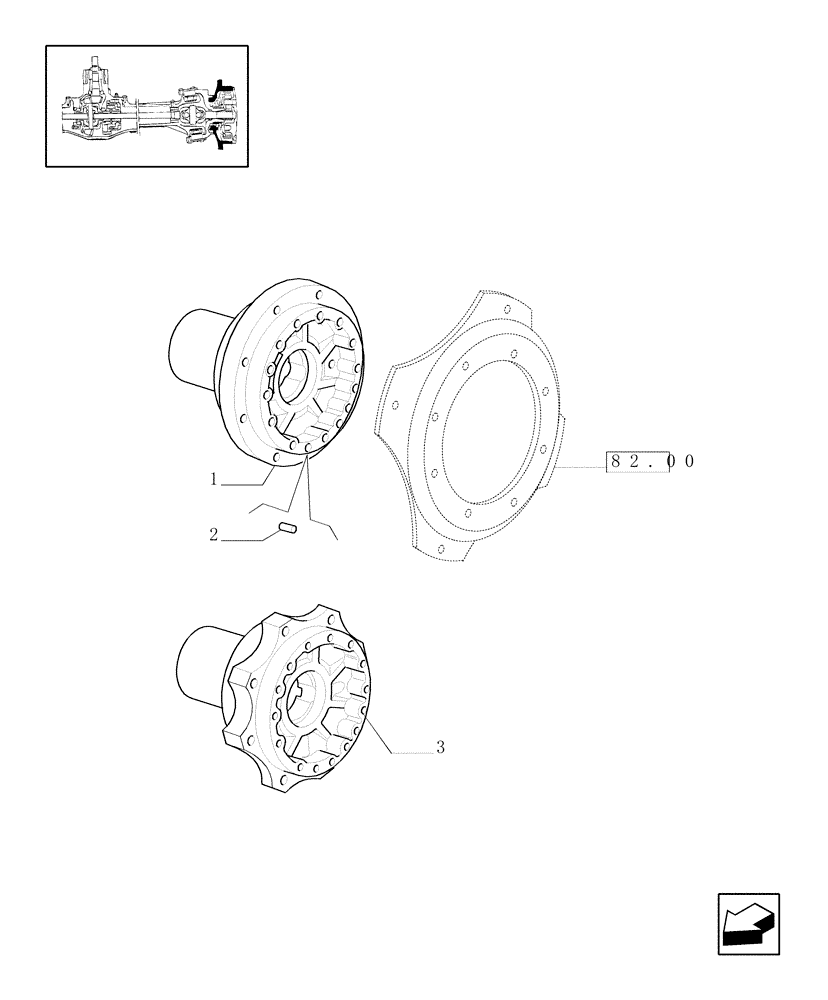 Схема запчастей Case IH JX80 - (1.40.10/03) - 4WD FRONT AXLE - HUB - FOR HIGH CLEARANCE VERSION (04) - FRONT AXLE & STEERING