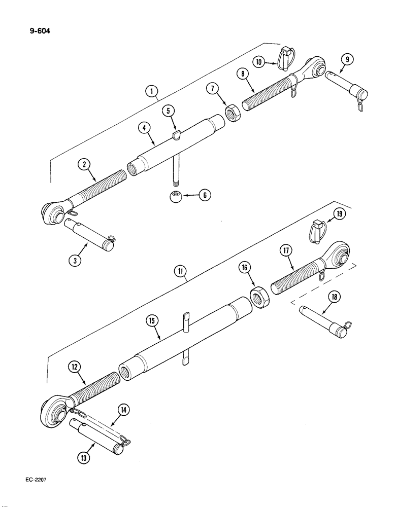 Схема запчастей Case IH 585 - (9-604) - THREE POINT HITCH UPPER LINK (09) - CHASSIS/ATTACHMENTS