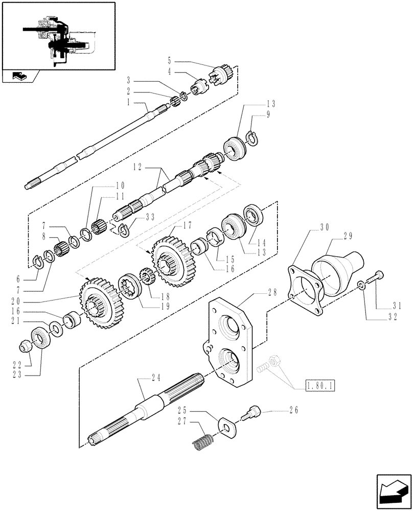 Схема запчастей Case IH FARMALL 75N - (1.80.1/02[01]) - POWER TAKE-OFF (540-540E RPM) WITH GROUND SPEED - SHAFTS AND GEARS (VAR.330804 / 743519) (07) - HYDRAULIC SYSTEM